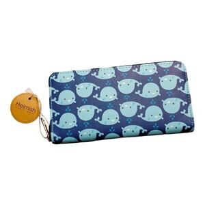 NWT Whale Print Heimish Atlantic Fashion Blue Zip Around Wallet Blue Sea Theme